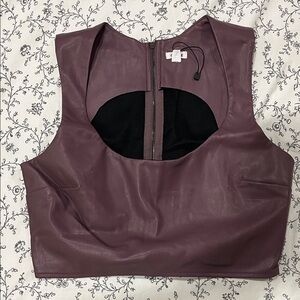 Garage Mauve Faux Leather Crop Top